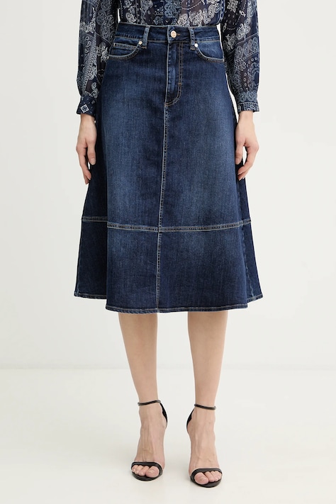 IBlues spódnica jeansowa AFA kolor niebieski midi rozkloszowana 2617101041200