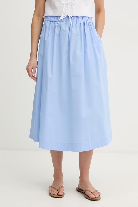Marella spódnica bawełniana z elastanem MEMORE niebieska gładka 2613101062200