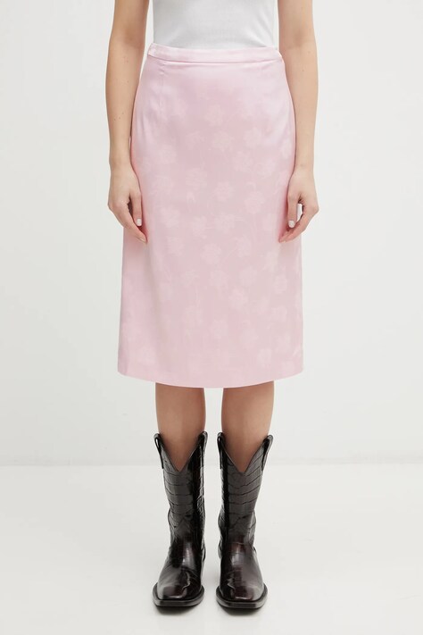 Sukňa Rotate ružová farba, midi, puzdrová, 1152401809