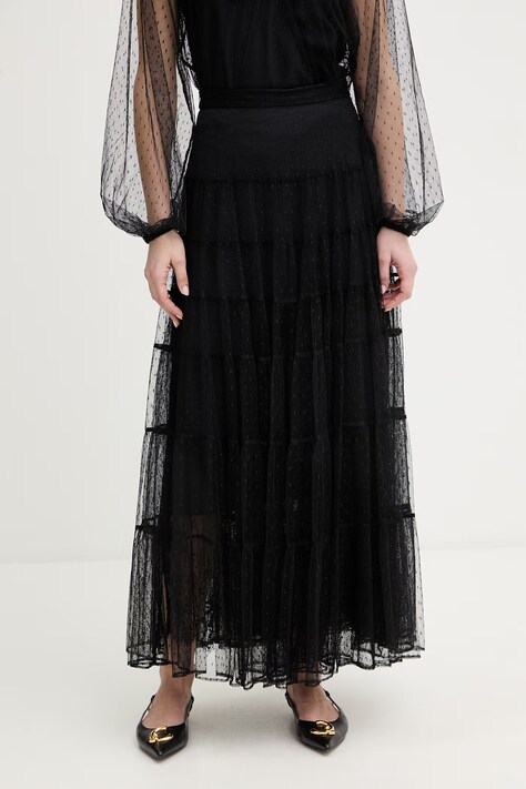 Twinset spódnica kolor czarny maxi rozkloszowana 261TP2773