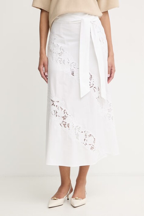 Twinset φούστα βαμβακερή λευκή φλοράλ 261TT2030