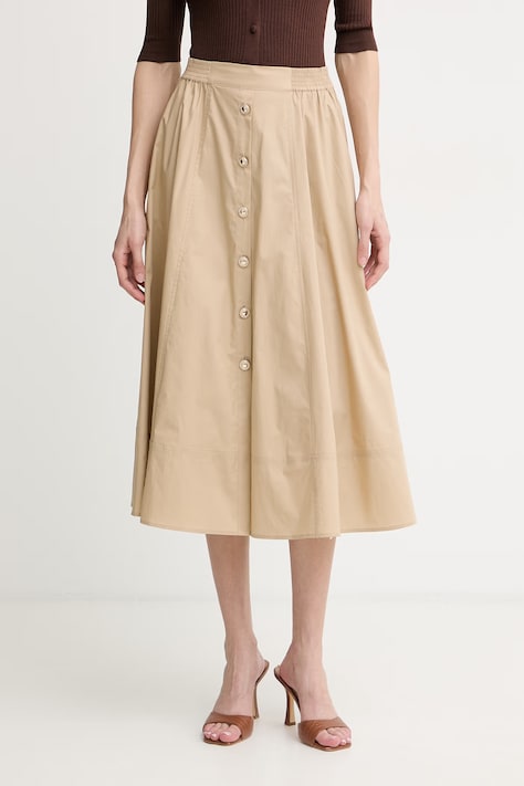 Twinset fustă din bumbac cu elastan maro simplă 261TT2235