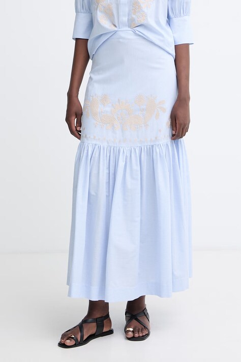 Twinset suknja od pamuka plava prugasta 261AT2031