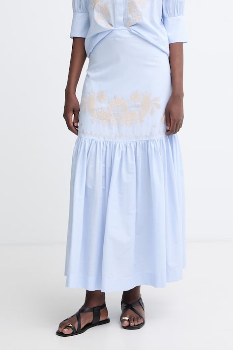 Twinset suknja od pamuka plava prugasta 261AT2031