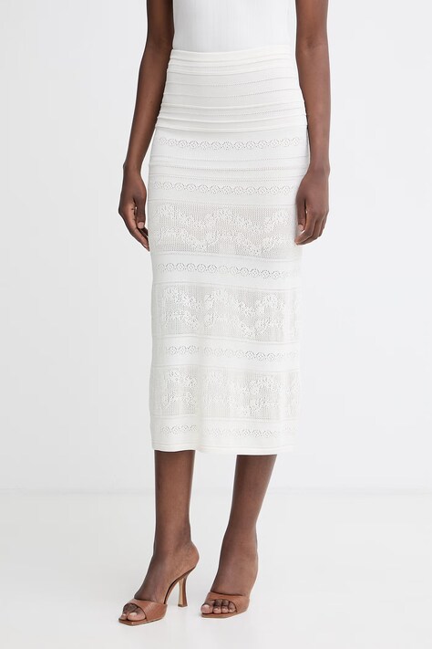 Twinset φούστα με βισκόζη μπεζ απλό 261TT3293