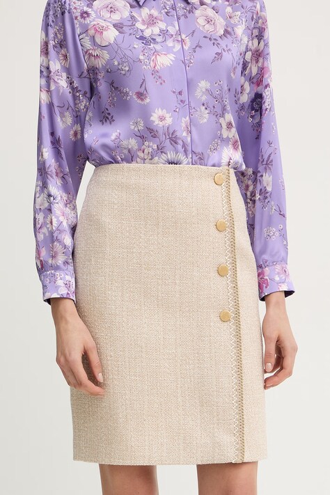 Luisa Spagnoli spódnica z dodatkiem lnu Tanzania kolor beżowy mini prosta 543169