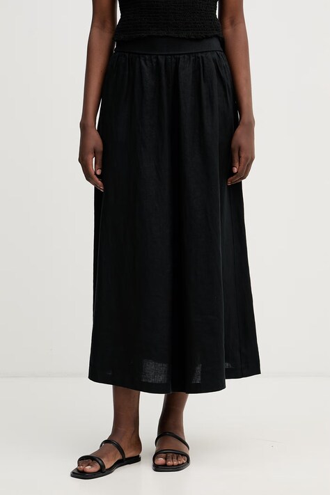 United Colors of Benetton gonna in lino nera liscia 4AGHD005K