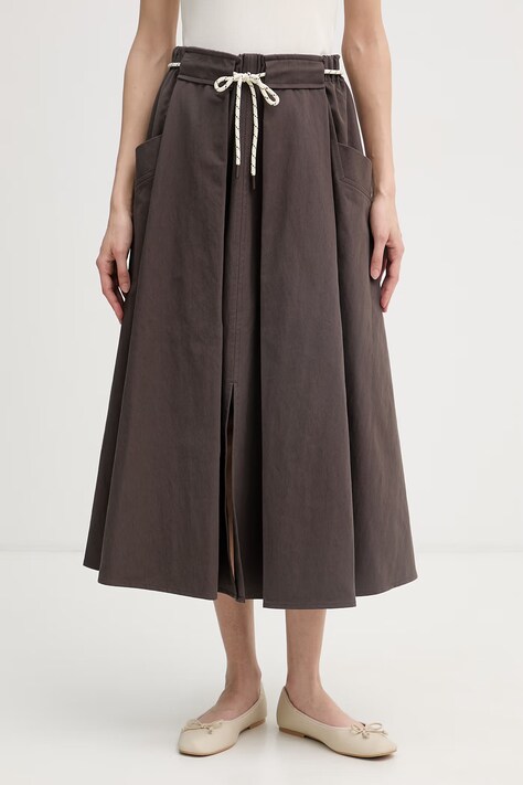 United Colors of Benetton Φούστα σε γραμμή Α καφέ απλή 4RKGD005R