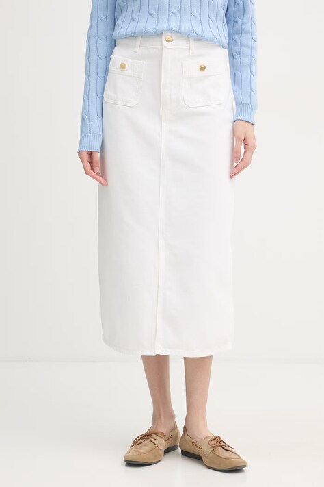 Tommy Hilfiger spódnica z rozcięciem jeansowa biała gładka WW0WW48607