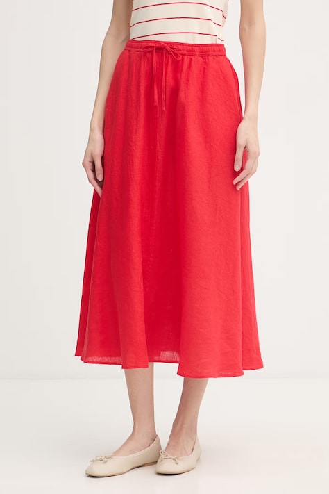 Tommy Hilfiger spódnica lniana czerwona WW0WW50753