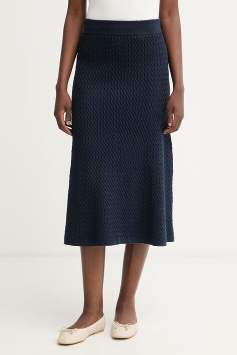 Tommy Hilfiger spódnica sweterkowa bawełniana granatowa gładka WW0WW49614
