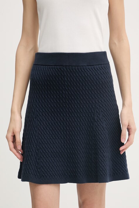 Tommy Hilfiger spódnica z bawełną granatowa gładka WW0WW50725