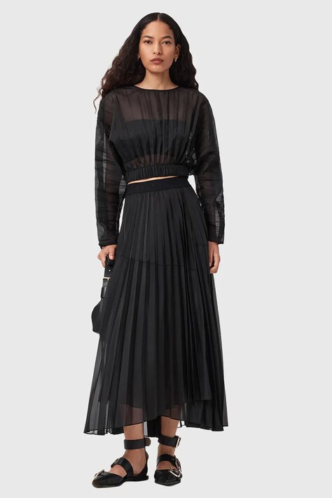 AllSaints spódnica MICAELA kolor czarny maxi rozkloszowana W027RE