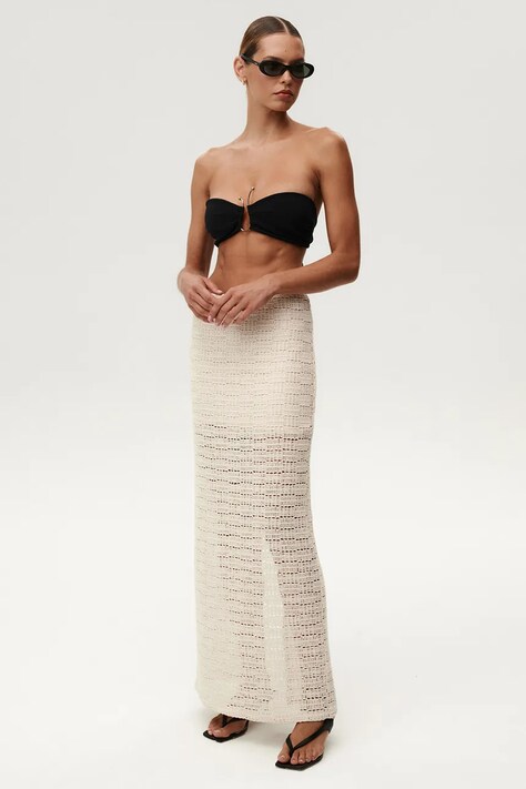 Undress Code spódnica Atlantis Skirt kolor beżowy maxi prosta 1246