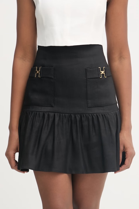 Elisabetta Franchi юбка из льна чёрная однотонная GO18662E2