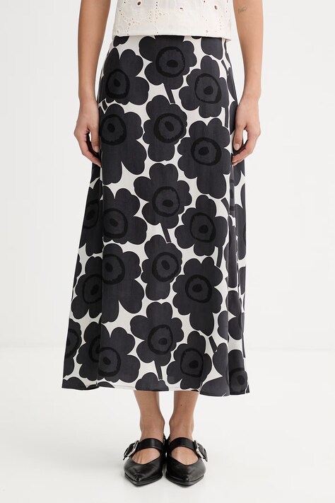 Marimekko suknja s lyocellom crna cvjetna 095148