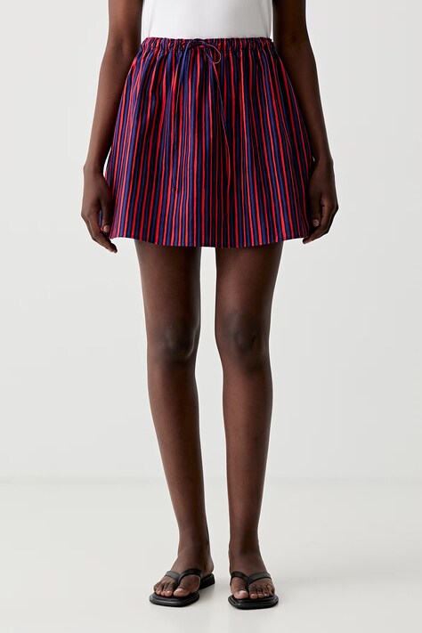 Marimekko spódnica bawełniana czerwona w paski 095234