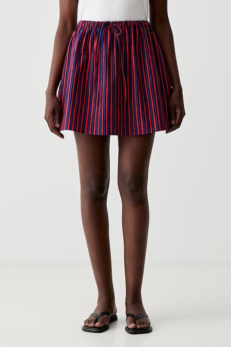 Marimekko юбка из хлопка красная в полоски 095234
