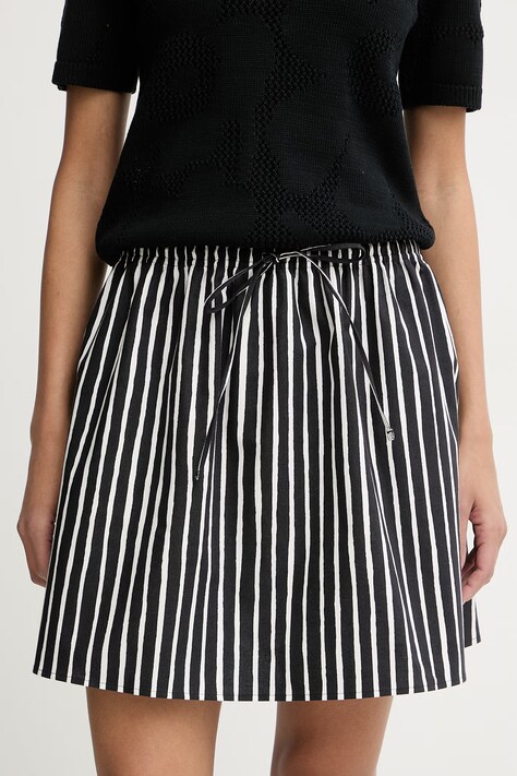 Marimekko φούστα βαμβακερή μαύρη ριγέ 095234