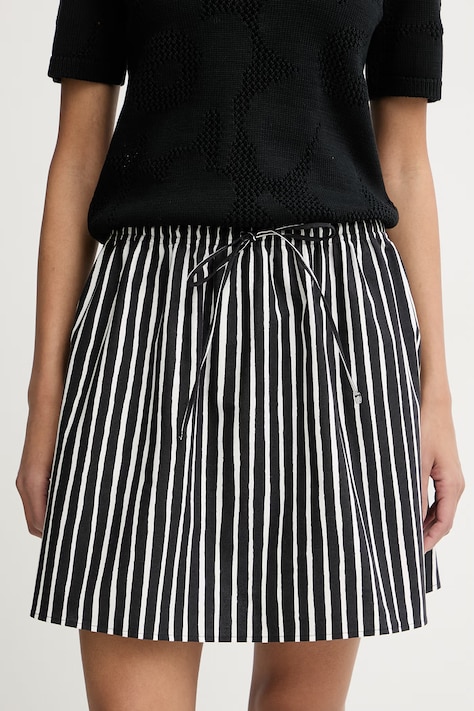 Marimekko φούστα βαμβακερή μαύρη ριγέ 095234