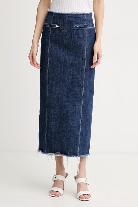 Max&Co. spódnica z rozcięciem jeansowa MCLLUGLIO granatowa gładka 2618101022200