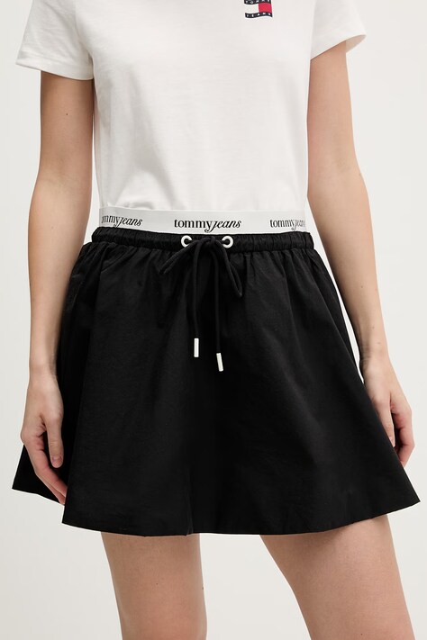 Tommy Jeans spódnica bawełniana czarna gładka DW0DW22299