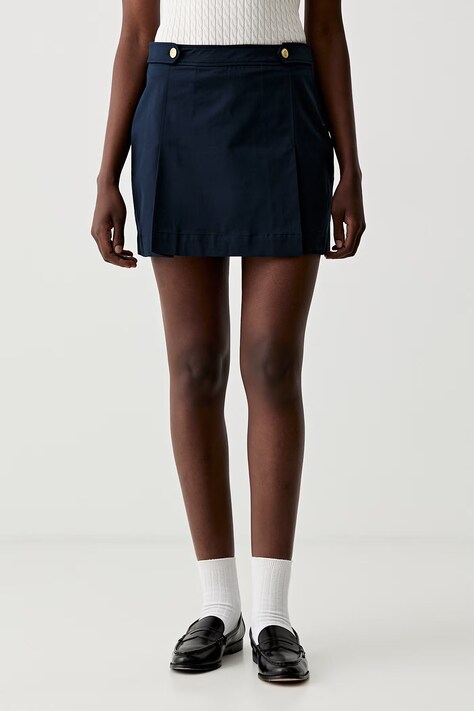 Tommy Hilfiger spódnica z bawełną granatowa gładka WW0WW49649
