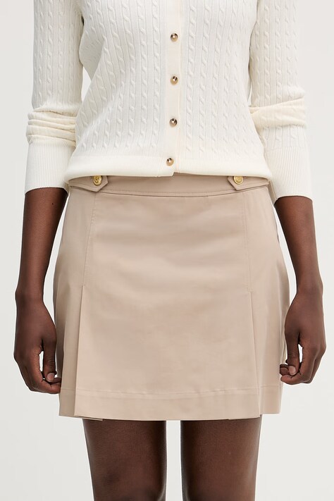 Tommy Hilfiger suknja s pamukom bež bez uzorka WW0WW49649