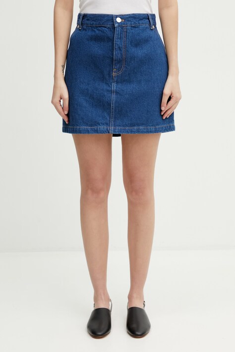 Maison Kitsuné spódnica jeansowa niebieska gładka QW01501WD4023