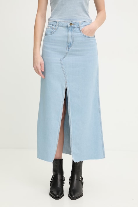 Guess Jeans spódnica jeansowa niebieska gładka W6GD52 D7902