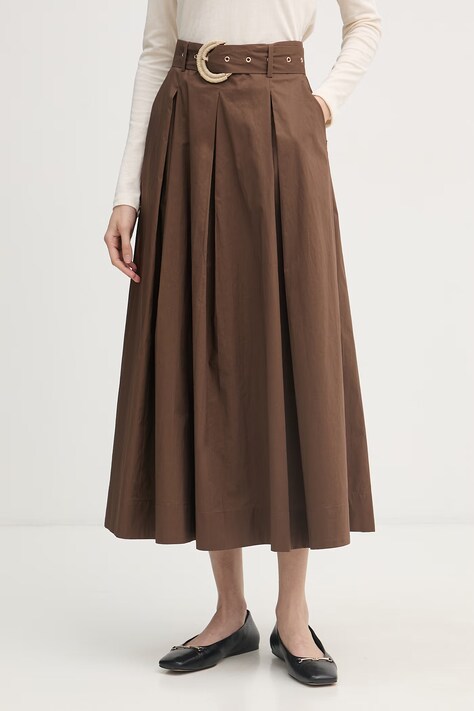 Gaudi spódnica bawełniana brązowa gładka 611FD75002