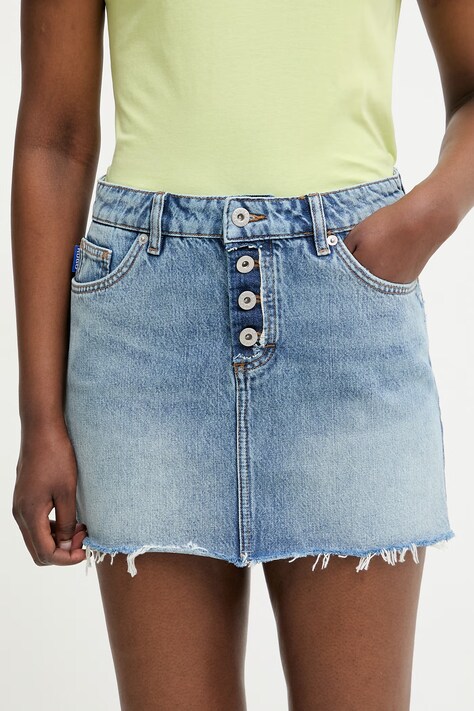 HUGO Blue юбка из денима Galanie_1_B голубая с эффектом выстиранности 50561137