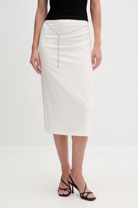 HUGO spódnica z rozcięciem z wiskozą Ratsa beżowa gładka 50558168