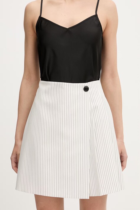 HUGO spódnica plisowana z wiskozy Riberi biała w paski 50559171