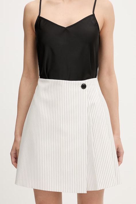 HUGO spódnica plisowana z wiskozy Riberi biała w paski 50559171