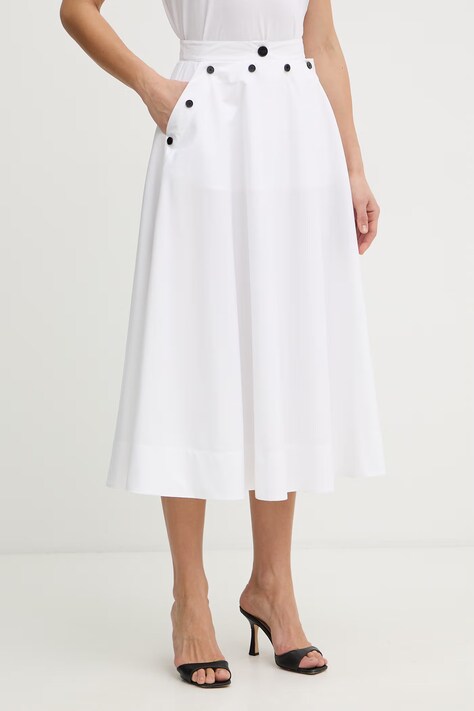 Karl Lagerfeld fustă bumbac albă, simplă B2W12004