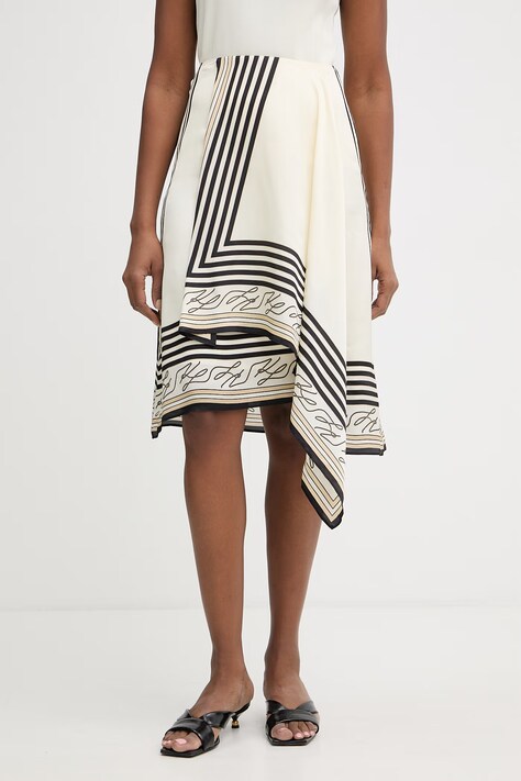 Karl Lagerfeld spódnica z wiskozy Beżowa w paski B2W12008