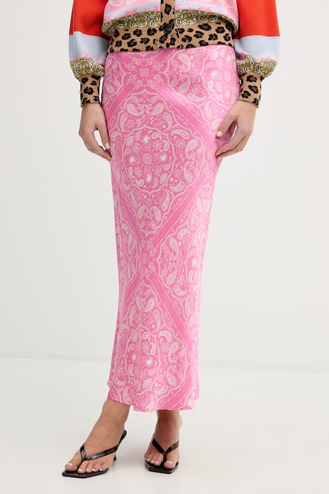 Never Fully Dressed spódnica z wiskozy różowa paisley NFDSK788