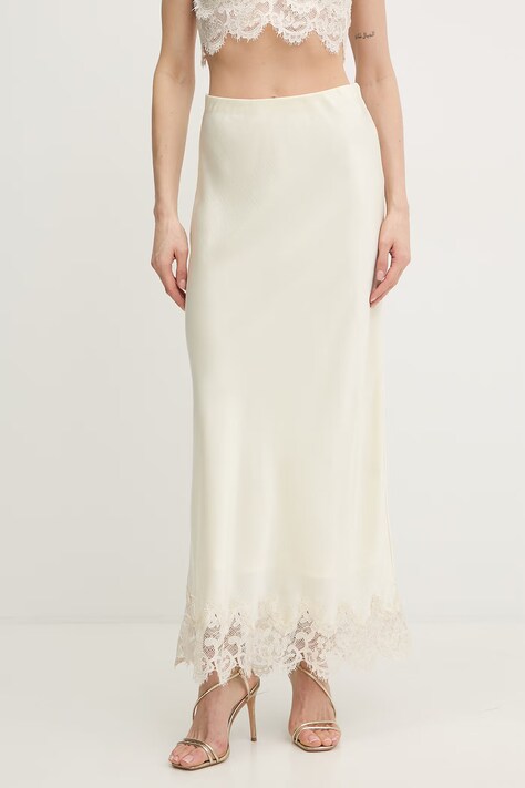 Bardot spódnica kolor beżowy maxi rozkloszowana 60390SB