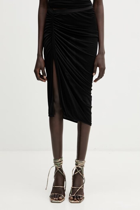 Rick Owens Lilies spódnica asymetryczna z wiskozy czarna gładka LI01F7320.JVS