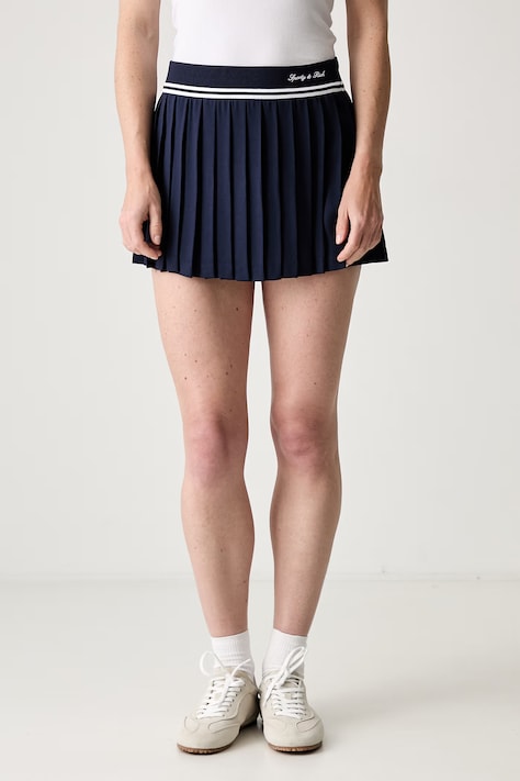 Sporty & Rich Abigail spódnica plisowana z wiskozy granatowa gładka SK01275326BL106