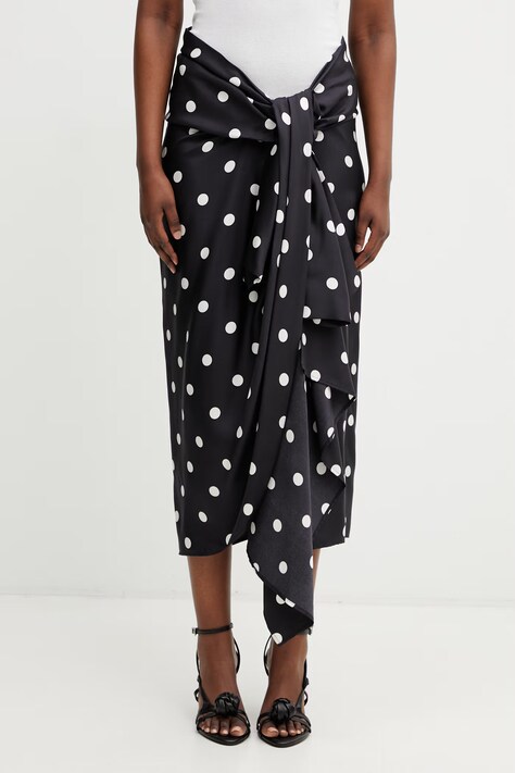 Sportmax Spxgentile spódnica jedwabna czarna w kropki 2612101012600