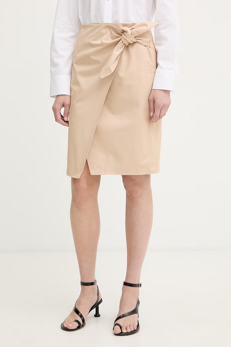 Isabelle Blanche spódnica asymetryczna bawełniana beżowa gładka IS26SS-G007-T001