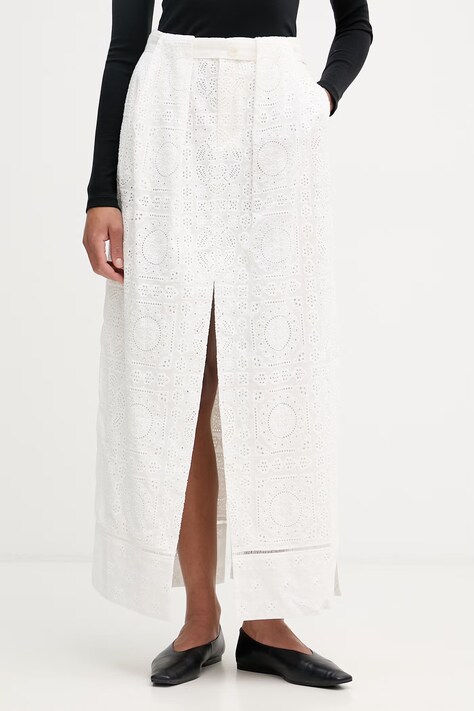 Isabelle Blanche spódnica bawełniana beżowa gładka IS26SS-G117-T018