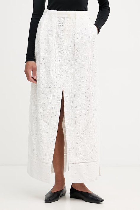 Isabelle Blanche spódnica bawełniana beżowa gładka IS26SS-G117-T018