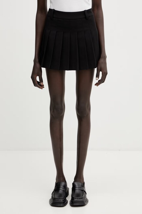WRSTBHVR Nuria pleated skirt with wool blend black plain W6726AM.3455