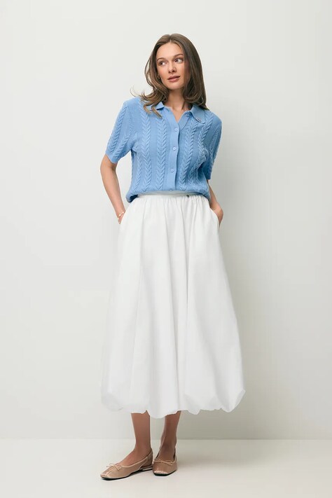 BIZUU spódnica z bawełny NUBE biała NUBE KREMOWY