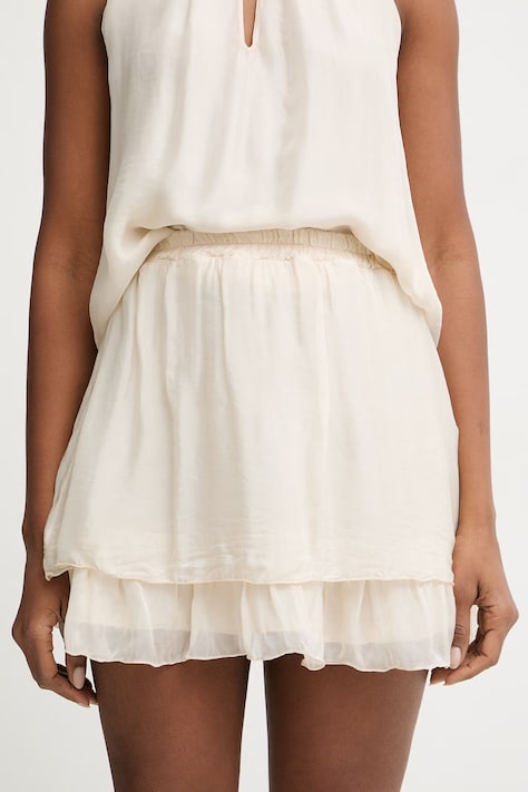 Haveone spódnica z dodatkiem jedwabiu beżowa gładka GCH-Q005