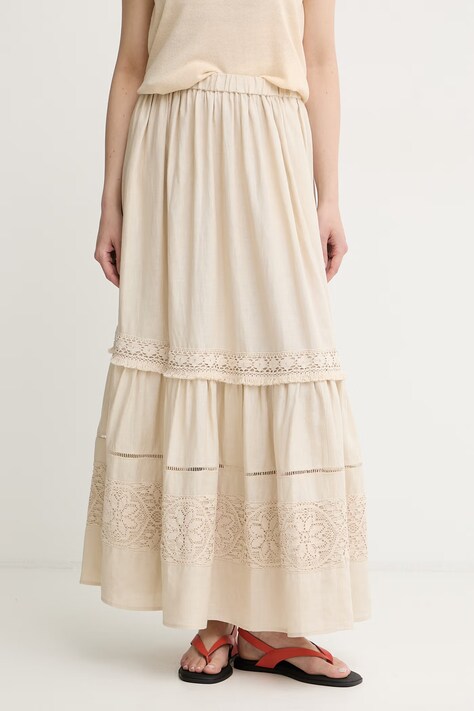 Weekend Max Mara spódnica lniana beżowa gładka 2615101023600