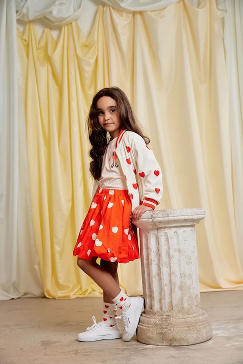 Mini Rodini spódnica bawełniana dziecięca Hearts kolor pomarańczowy mini rozkloszowana 26130104